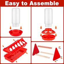 5 件套小鸡喂食器和饮水器套装，塑料小鸡喂食器和饮水器套装，带小鸡栖木 - 彩色 - 查看 5