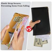 Cute Waitress Book With Money Pocket, Leather Server Book With Zipper Wallet, Black Serving Organizer Fits Server Apron - Pink Flowers - 查看 4