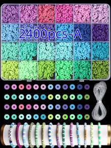 Set de manualidades para hacer pulseras con cuentas de arcilla, incluye 4800 cuentas de arcilla polimérica tipo "preppy" con encantos para hacer joyas, manualidades DIY de cumpleaños