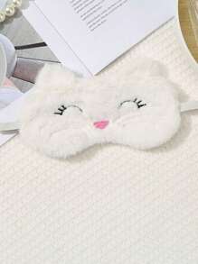 Cute Cartoon Cat Design Plush Sleep Eye Mask, Fashionable