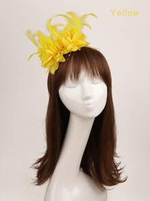 1 Stück Blumen-Haarband Fascinator Hut Tea Party Kopfbedeckung mit Federn Derby Hochzeit Fascinator auf Haarband für Mädchen und Frauen