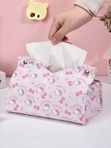 Caja de pañuelos de Hello Kitty linda y de dibujos animados, adecuada para sala de estar, dormitorio, comedor y hogar. De alta gama, simple, multifuncional y portátil, resistente a la suciedad, ideal para uso diario, regalos festivos y decoración de escritorio