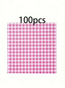 100 Stücke kariertes Wachspapier, 4 Farben anti-haftbeschichtetes ölabweisendes Papier für Sandwiches, Burger, gebratenes Hähnchen - Backen und Kochen Papierquadrate, Küchenzubehör