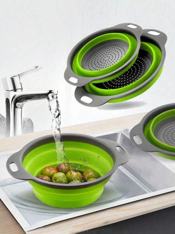 1/2 Pcs Foldable Kitchen Drain Basket, Multifunctional Fruit And Vegetable Storage Basket