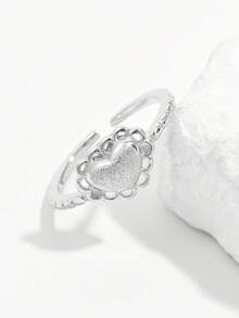 1pc Fashionable Classic 925 Sterling Silver Heart Shaped Ring, Suitable For Women's Daily Wear And Wedding