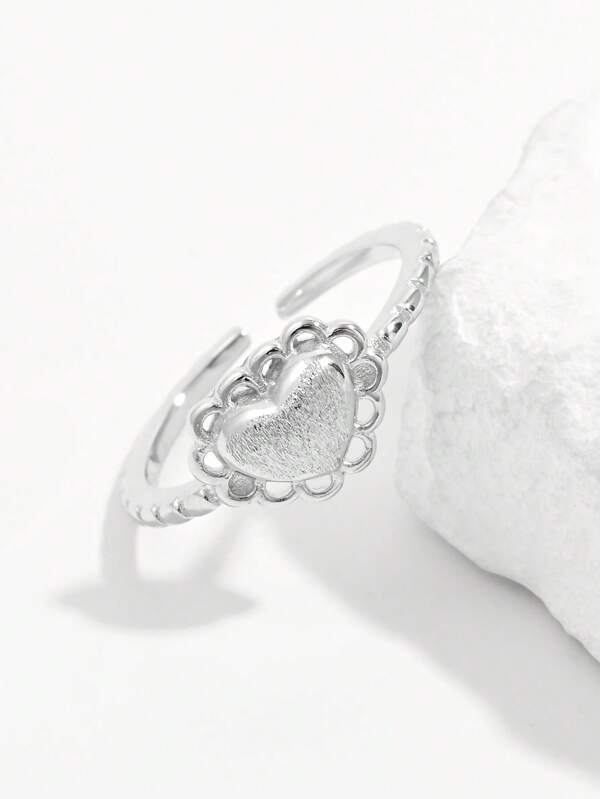 1pc Fashionable Classic 925 Sterling Silver Heart Shaped Ring, Suitable For Women's Daily Wear And Wedding