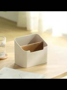 High-Quality Bamboo & PP Multi-Function Storage Organizer Box With 2 Compartments – Perfect For TV Remotes, AC Controls, Cosmetics, And Desk Organization – Compact Design For Home Or Office Use, Small Storage Bo,School Supplies,Back To School