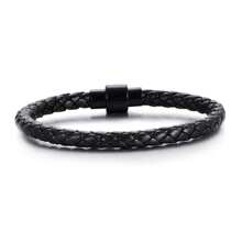 Fashion Men Bracelet Set 2pcs Leather Lucky Black Thread Bracelet Matte Onyx Stone Bracelet Accessories Gifts For Him