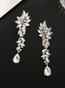 1 Pair Elegant Luxury Full Diamond Long Dangle Earrings, Suitable For Women To Wear On Important Occasions