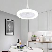 Lámpara de ventilador pequeña E27 con boca de rosca, iluminación para dormitorio, ventilador integrado, lámpara de ventilador de techo de tres colores para el hogar