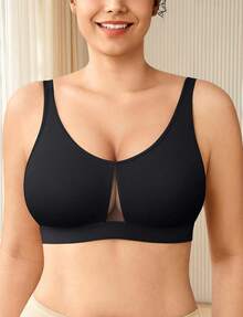 Brabic Post-Surgery Compression Bra For Women - Mastectomy Bra With Adjustable Straps & Pockets, Soft Comfortable Postoperative Support Bra For Recovery - 黑色 - 查看 1