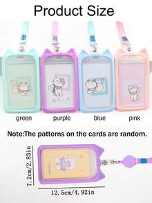 卡通可爱猫咪卡套证件卡套伸缩挂绳保护套吊坠工作公交银行照片卡套Kpop卡套 - 彩色 - 查看 2