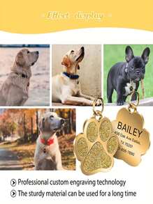 1pc Personalized [Free Engraving] Shiny Paw Shape Pet Tag For Dog Or Cat, Zinc Alloy Material, Durable & Non-Fading | Engrave Name, Birthday Gift For Collar ID, Unique Pet Identity Card, Fashion Neck Tag For Cat & Dog, Best Gift For , Anti-Lost