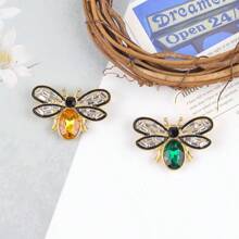 1pc Colorful Rhinestone Crystal Bee Brooch Pin, Vintage Bee Lapel Pin For Women, Retro Rhinestone Insect Brooch Jewelry Gift