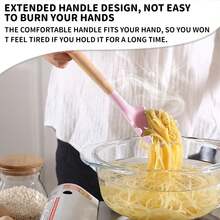 12-Piece Silicone Kitchen Utensil Set, Non-Stick, Non-Slip, High-Temperature Resistant, Cooking Utensils, Wooden Handle, Spatula, Whisk, Cooking Accessories - 紅色 - 查看 2