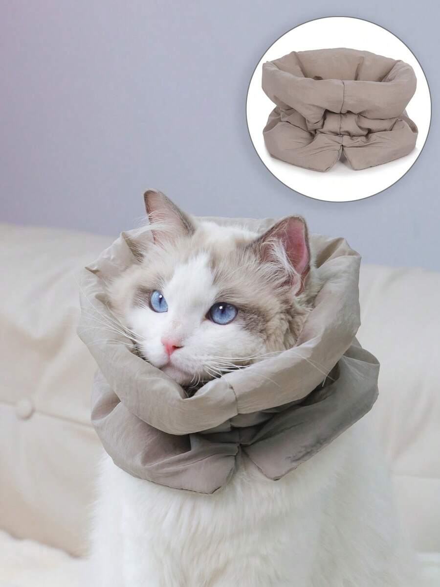 1pc Fashionable Pet Warming Neck Scarf, Designed To Prevent Cats From Licking And Biting After Spaying/Neutering Surgery, Resembles An Elizabeth Collar