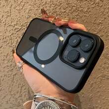 Transparent Magnetic Circular Phone Cover For Iphone 16 15 Pro Max 14 13 12 11 Pro Max Plus 13 Mini - Hồng - Xem 6