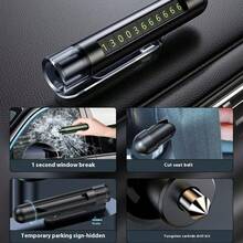 1件四合一汽车应急逃生工具 - 锤子、LED照明、安全带切割器和车牌 | 破窗器和多功能汽车内饰配件 - 彩色 - 查看 3