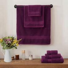 COZYART Burnt Orange Bath Towel Set For Bathroom Turkish Cotton Thick Soft Absorbent 650 GSM Towel Sets Of 6, 2 Large Bath Towels, 2 Hand Towels, 2 Washclothes Back To School For Beauty Salon Home Bathroom - Honey Flower Purple - View 5