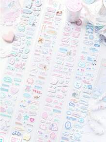 1 rotolo di adesivi decorativi per scrapbooking con graffiti carini, nastri adesivi decorativi per confezioni regalo, ufficio, casa, etichettatura, classe, intrattenimento, planner scolastico fai-da-te, materiali decorativi multifunzionali, forniture scolastiche, back to school