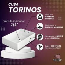 *PROMOÇÃO* Pia Para Banheiro Cubas de Sobrepor 40cm Apoio Lavabo Retangular Mármore Sintético Branca - Branco - Visão 6