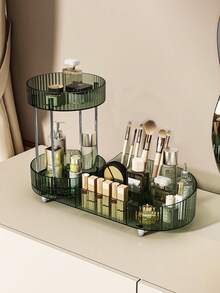 1 pieza Organizador giratorio para baño, estantería para exhibir cosméticos y perfumes, estantería de almacenamiento de doble capa con compartimientos, gabinete giratorio de 360° para el almacenamiento de belleza, apto para cosméticos, lápices labiales, decoración del hogar - Multicolor - Ver 12