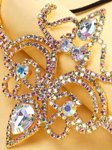 1pc Sexy Stretchy Rhinestone Leg Chain, Geometric Body Chain Jewelry, European & American Fashion Leg Accessory - Multicolor - View 2