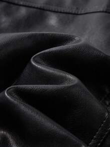 Giolshon Women's Autumn/Winter PU Biker Jacket, Street Style Design With Zipper Pockets, Ideal For Urban Commute And Travel, Combining Fashion And Practicality