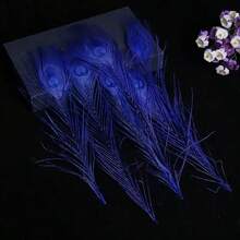 5 件逼真的人造孔雀羽毛，适用于 DIY 工艺品、优雅的家居装饰、派对和婚礼装饰、节日场合，手工细节，塑料材质，非常适合卧室、客厅或浴室装饰，孔雀装饰 - 白色 - 查看 14