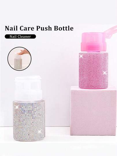 新款镶钻新款满钻卸甲瓶卸甲水洗甲水按压瓶卸妆水按压瓶卸妆液乳液水灌装空瓶旅行便携瓶