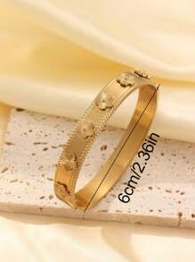 Conjunto de joyería de 3 piezas de pulsera de acero inoxidable chapado en oro de 18 quilates con trébol de cuatro hojas, adecuado para mujer, para uso diario, estilo europeo y americano, personalizado, generoso, con circonita cúbica de lujo, regalo para chicas, damas, familiares, amigos, para boda, cumpleaños, San Valentín, Día de la Madre