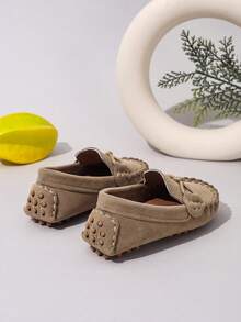 1 双经典平底婴儿鞋，时尚英伦风格春秋休闲鞋 - 卡其色 - 查看 4