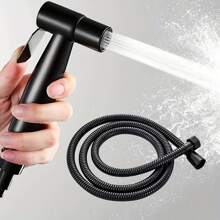 1 Set Black 304 Bidet Sprayer, 1.2m/120cm Black Reinforced Hose, Stainless Steel Toilet Bidet Sprayer - Handheld Bidet Sprayer With 1.2m/120cm Hose And Sprayer Holder Base, Ideal For Feminine Hygiene, Diaper Cleaning And Reducing Toilet Paper Waste, Christmas, Easter, Mother's Day, Valentine's Day, Birthday Gift, Black Toilet Bidet Accessory For Warm Water Bidet