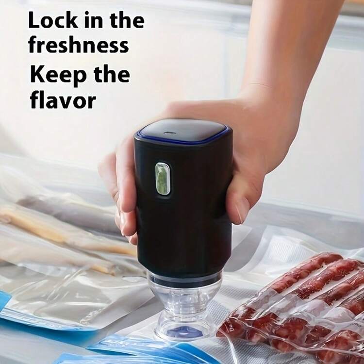 Sellador al vacío portátil - Sellador al vacío manual para uso doméstico, máquina selladora al vacío de 5.1*2 pulgadas, sellador al vacío, mini sellador al vacío, sellador, bolsas de vacío reutilizables 4 piezas (22*21cm) + 1 pieza (26*34cm), sellador al vacío USB - Multicolor - Añade 1