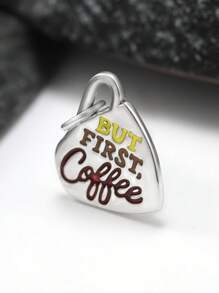 1 pièce Charme en argent sterling 925 simple et unique "mais d'abord le café", émail, pendentif DIY. Cadeau de bijoux délicat pour femmes ou hommes