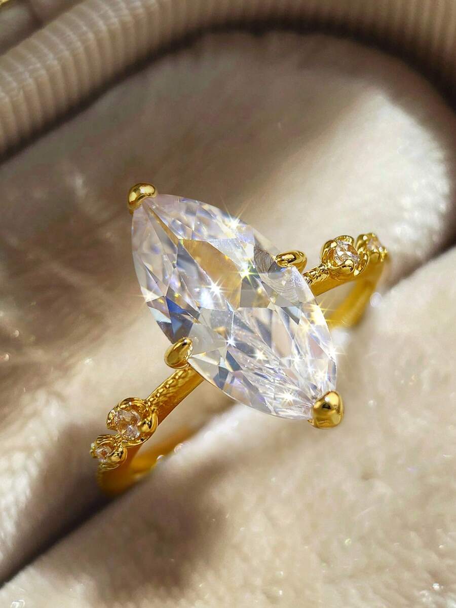 1枚925纯银经典四爪镶嵌马眼戒指，女士经典透明闪亮戒指，银戒指，复古风格，可作指环饰品或礼物 - 四爪手鑲馬眼 - 查看 1