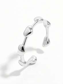 1 pieza Elegante anillo de plata de ley 925 con forma de corazón ajustable, minimalista y clásico, regalo de joyería para mujeres, accesorio chic para fiestas