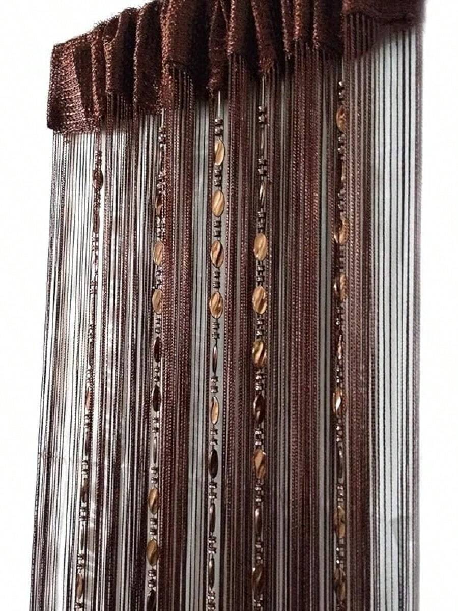 100cmX200cm Decorative Door String Curtain Beads Wall Panel Fringe Window Room Divider Blind For Wedding Coffee House Parts Door Divider Beads Tassel Screen Decoration (Colorfull 25) - Coffee - 查看 1