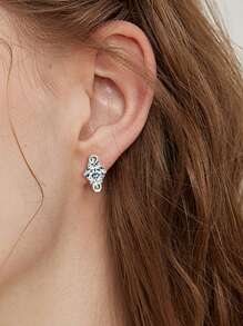 XUJIA 1 Paar Moissanit Creolen Ohrringe für Frauen 925 Sterling Silber Kreolen Ohrringe 6,5mm rund geschliffen 1CT Moissanit Ohrringe, Damen Ohrringe, Einfach und Klassisch, 925 Silber Ohrringe, Schmuckgeschenke mit GRA Zertifikat