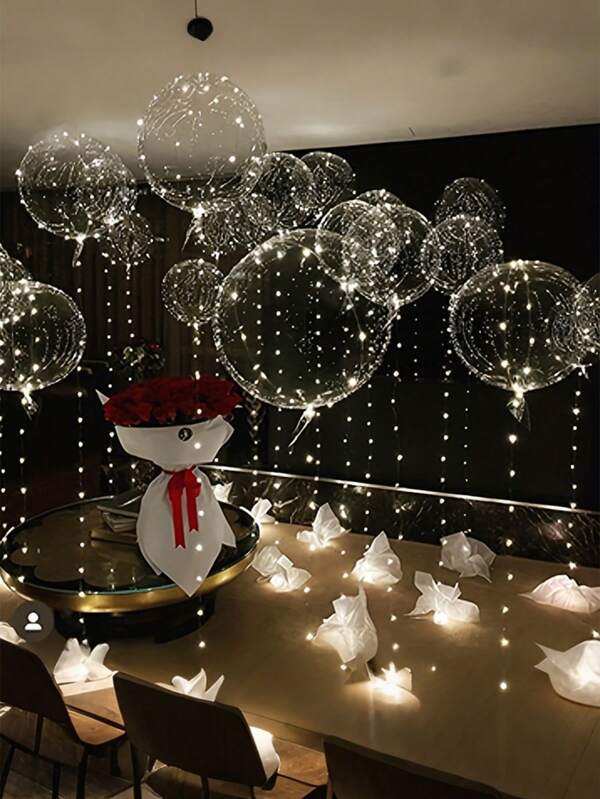 20 pezzi (10 set) - Luci a filo per palloncini a LED, design a sfera Bobo trasparente, palloncini Bobo luminosi incantevoli con luci a filo bianco freddo, decorazioni per compleanni, matrimoni, anniversari, San Valentino e Natale, decorazione per feste in spiaggia estive, palloncini per compleanni, decorazioni per feste in interni, luci a filo bianco caldo/bianco, decorazioni per Ognissanti, decorazioni per Capodanno
