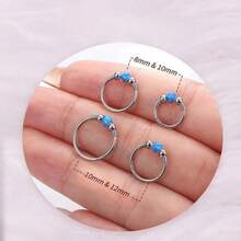 2Pcs 18G Opal Nose Rings Hoops - 316L Surgical Steel Septum Nose Rings For Women Conch Piercing Jewelry Daith Helix