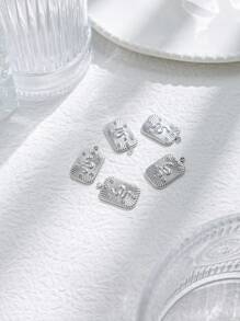 1pc/Pack 304 Stainless Steel Zodiac Snake-Shaped Tag With Zirconia Stone Inlay, Accessory
