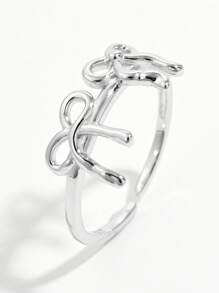 1 pieza Anillo con decoración de lazo de plata 925 clásico, diseño simple de moda para mujer, joyería de uso diario como regalo para fiestas
