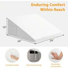 Wedge Pillow For Acid Reflux, Bed Wedge Pillow For Headboard 10", Pillow Wedge For Back Pain Relief, Post Surgery, Elevated Pillows For Sleeping, Snoring, Triangle Pillow With Cover, White - Grey - View 10