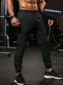 Men's Fitness Outdoor Exercise Running Casual Printed Jogger Pants, Boyfriend Style Commuting Streetwear Essential, Basketball Sports Trousers, Great Gift For Boyfriend - Black - View 7