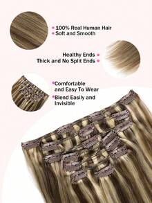 7片/套 120克 夹式真人发接发 - #P8/60 灰棕色混合铂金色，直发夹式接发，女士适用 - S8/60 - 查看 5