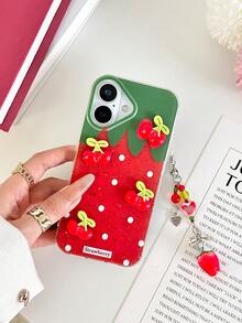 Strawberry Printed Transparent Shockproof Soft Protective Phone Case Compatible With IPhone 16/15/XR/16 Pro Max/7P 8P/P12 Pro Max/P13 Pro Max/P14 Pro Max/P13/P14/P11/P12/P14, XS/S/XS Max/7 8 SE2, Cute And Fashionable Thick Cover - Multicolor - View 3