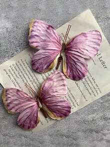 1 件复古优雅双层雪纺蝴蝶发夹，复古波西米亚花卉印花多功能发饰，适合所有季节爪夹发夹发夹 - 蝴蝶薄紗髮夾/多色 - 查看 7
