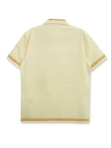 1 chiếc áo sơ mi nam màu be kiểu dáng thường ngày, họa tiết cây dừa, đơn giản, thích hợp cho đi chơi và mặc hàng ngày, quà tặng năm mới. - Màu be - Xem 5