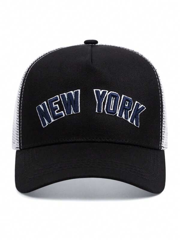 1 Set Of Fashion New York Embroidery Breathable Baseball Cap & Latest Rhinestone Stud Earrings Combination, Best For Watching Games, Unisex, Suitable For Beach, Pool, Party, Stylish Outfit Accessory